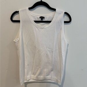 Talbots White Sleeveless Sweater Tank Top Size Large Cotton Work Office Career